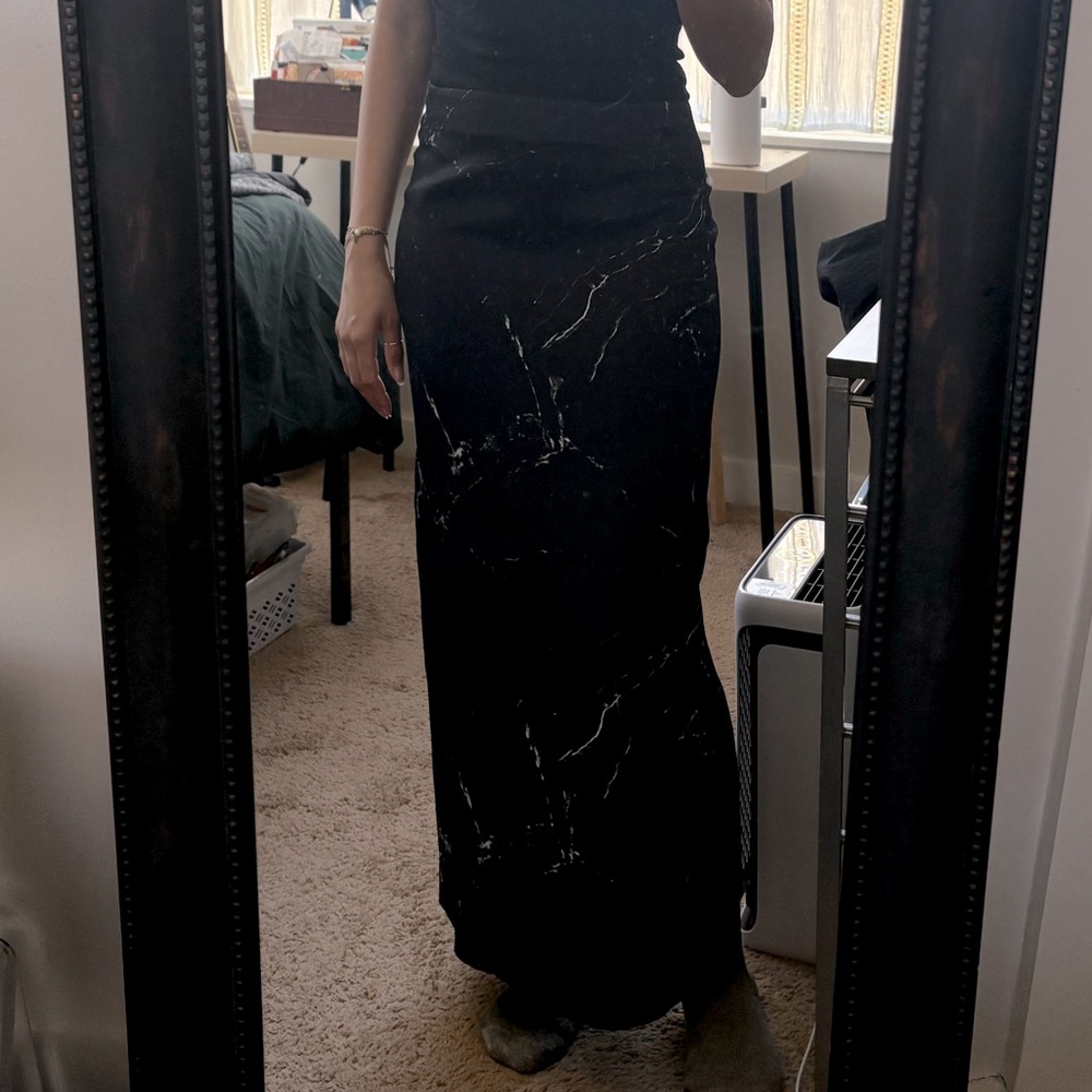 Zara Black Marble Maxi Skirt